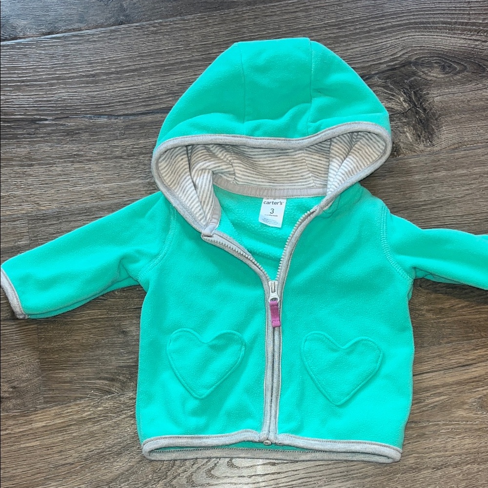 Carter's Teal Hooded baby Sweatshirt size 3mo